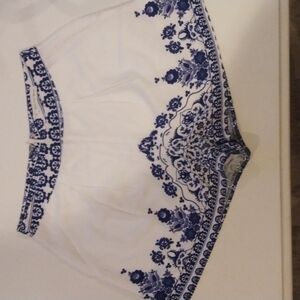 White and blue floral shorts